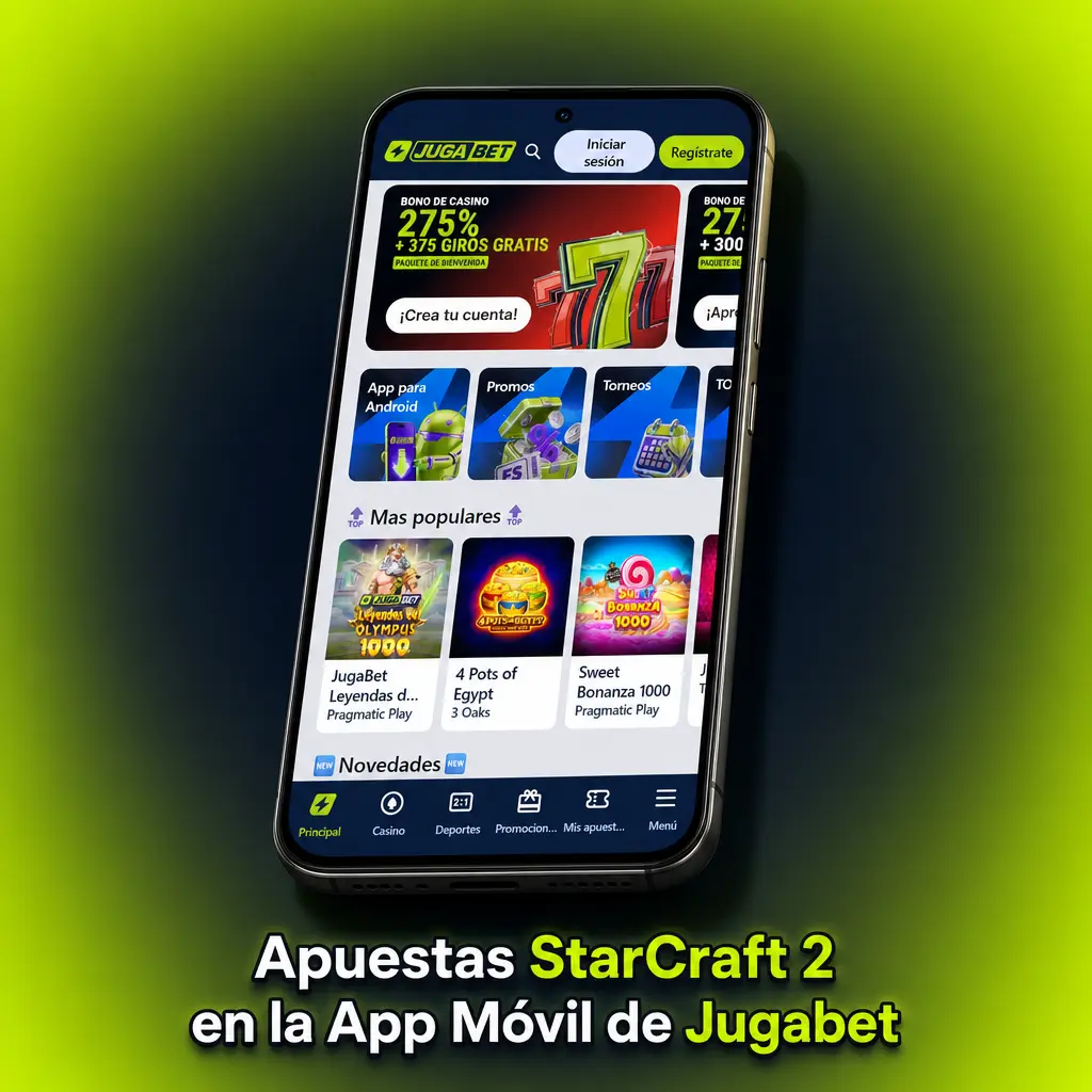 Apuestas StarCraft 2 en la app móvil de Jugabet con cuotas en vivo, notificaciones de partidos y depósitos rápidos desde tu celular.