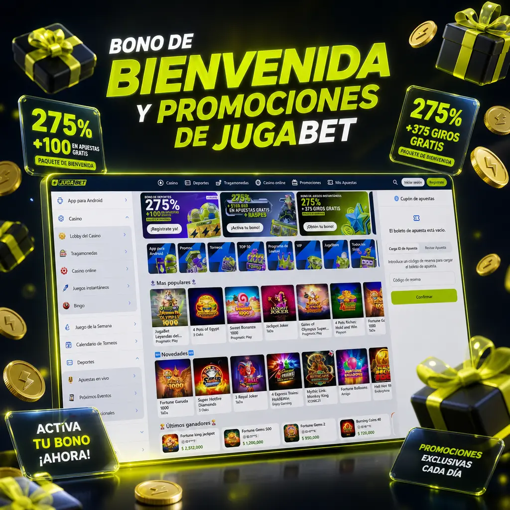 Bono de bienvenida Jugabet: 20% extra en el primer depósito desde CLP 5.000, con requisito de apuesta.