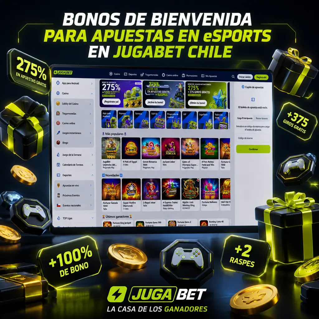 Bono de bienvenida del 20% para apostar en eSports como CS2 y Dota 2 en Jugabet Chile