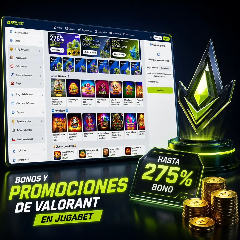 Bono de 20% en depósito mínimo de 5.000 CLP para apostar en Valorant durante torneos VCT en Jugabet