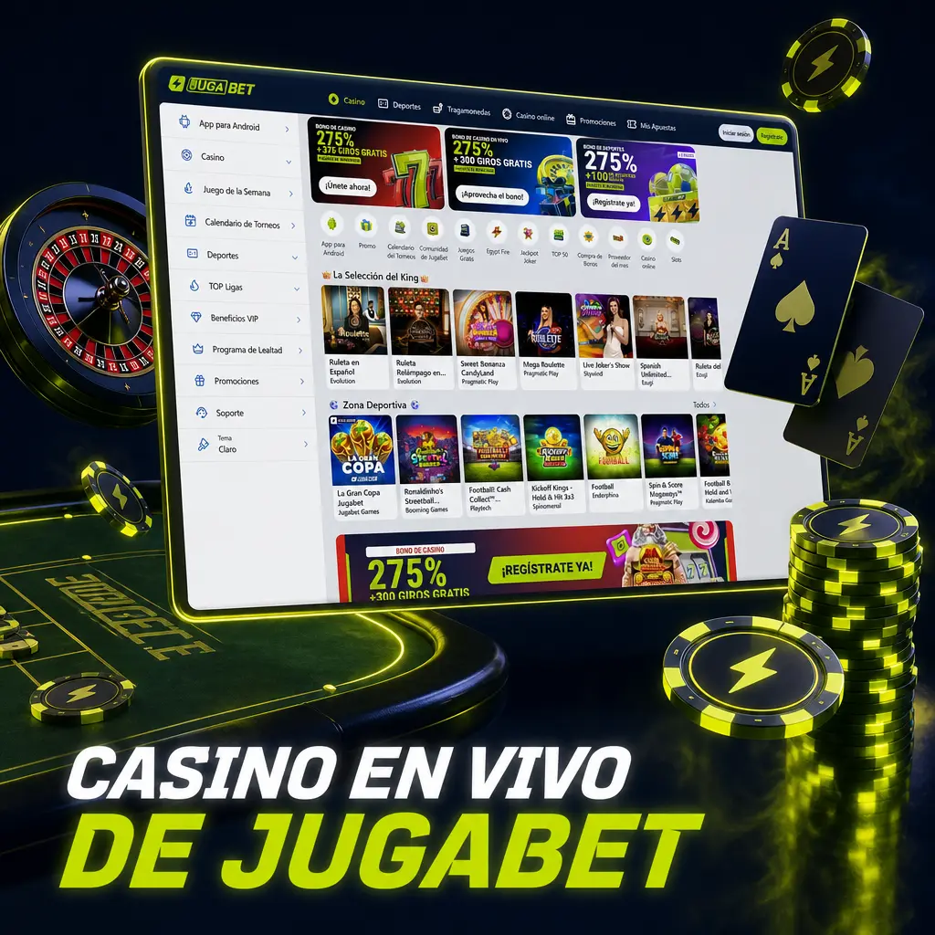 Casino en vivo de Jugabet con crupieres profesionales, ruleta, blackjack, baccarat y game shows transmitidos en HD las 24 horas