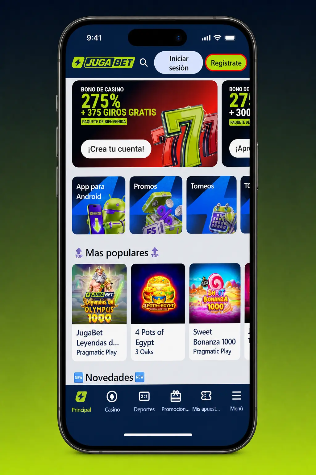 Pasos para crear una cuenta nueva en Jugabet: registro, datos personales, contraseña y verificación por código SMS o correo.