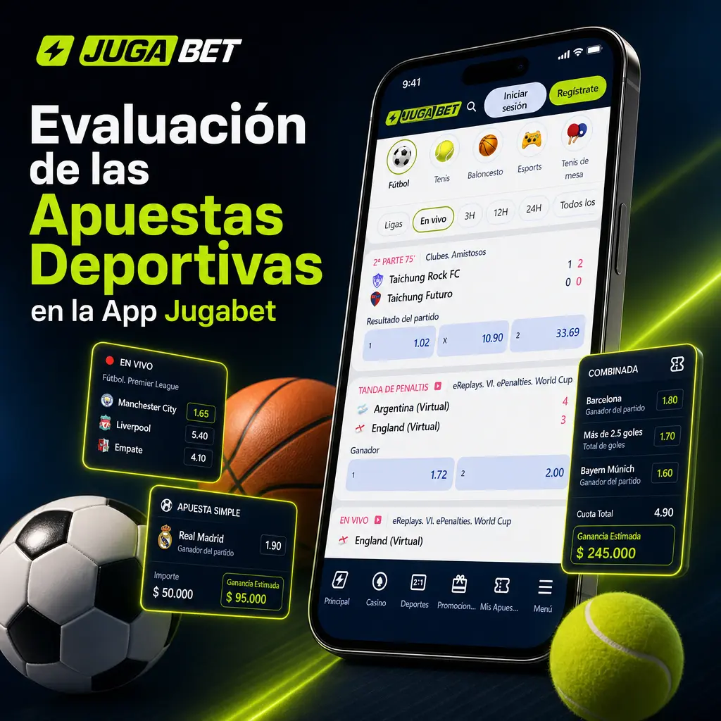 Cupón de apuestas deportivas en la app Jugabet con mercados en vivo de fútbol, tenis, básquetbol y más.