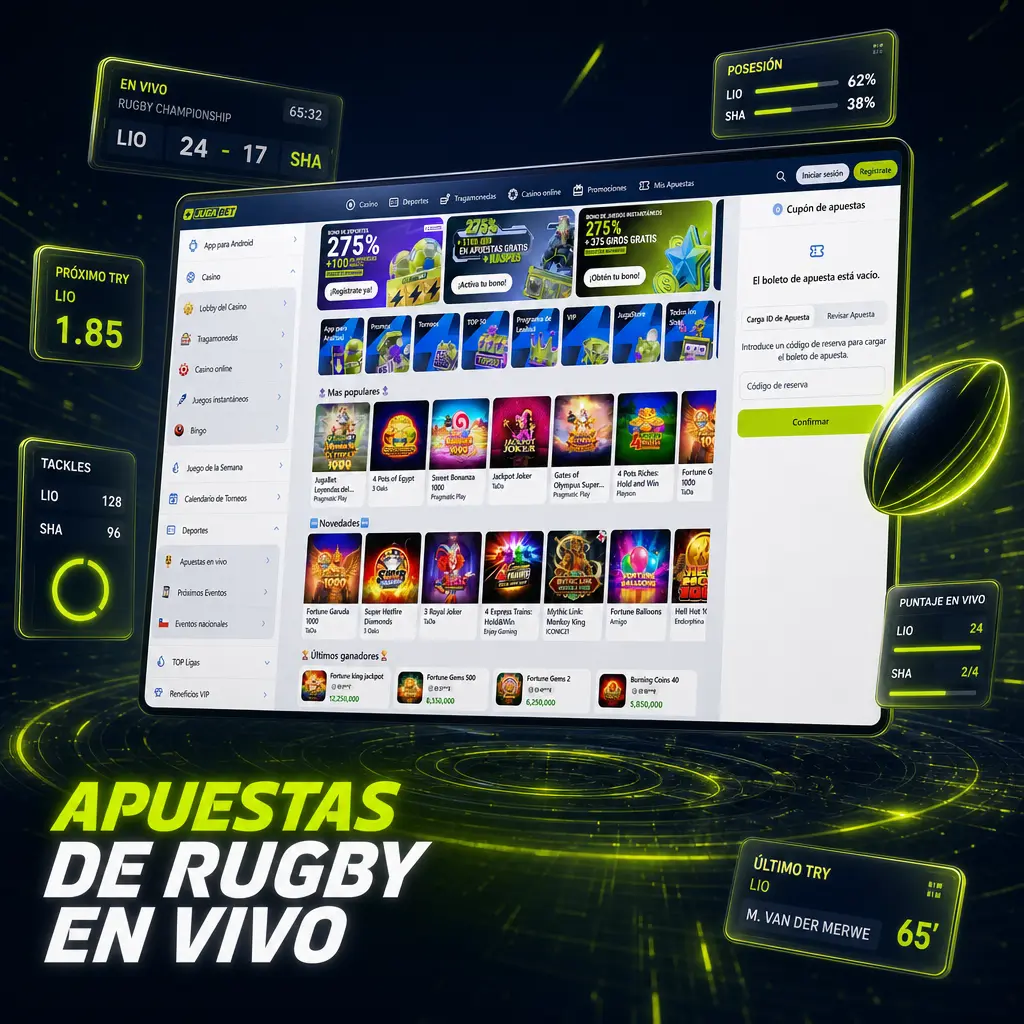 Apuestas de rugby en vivo en Jugabet con cuotas actualizadas, estadísticas y mercados por mitad de partido