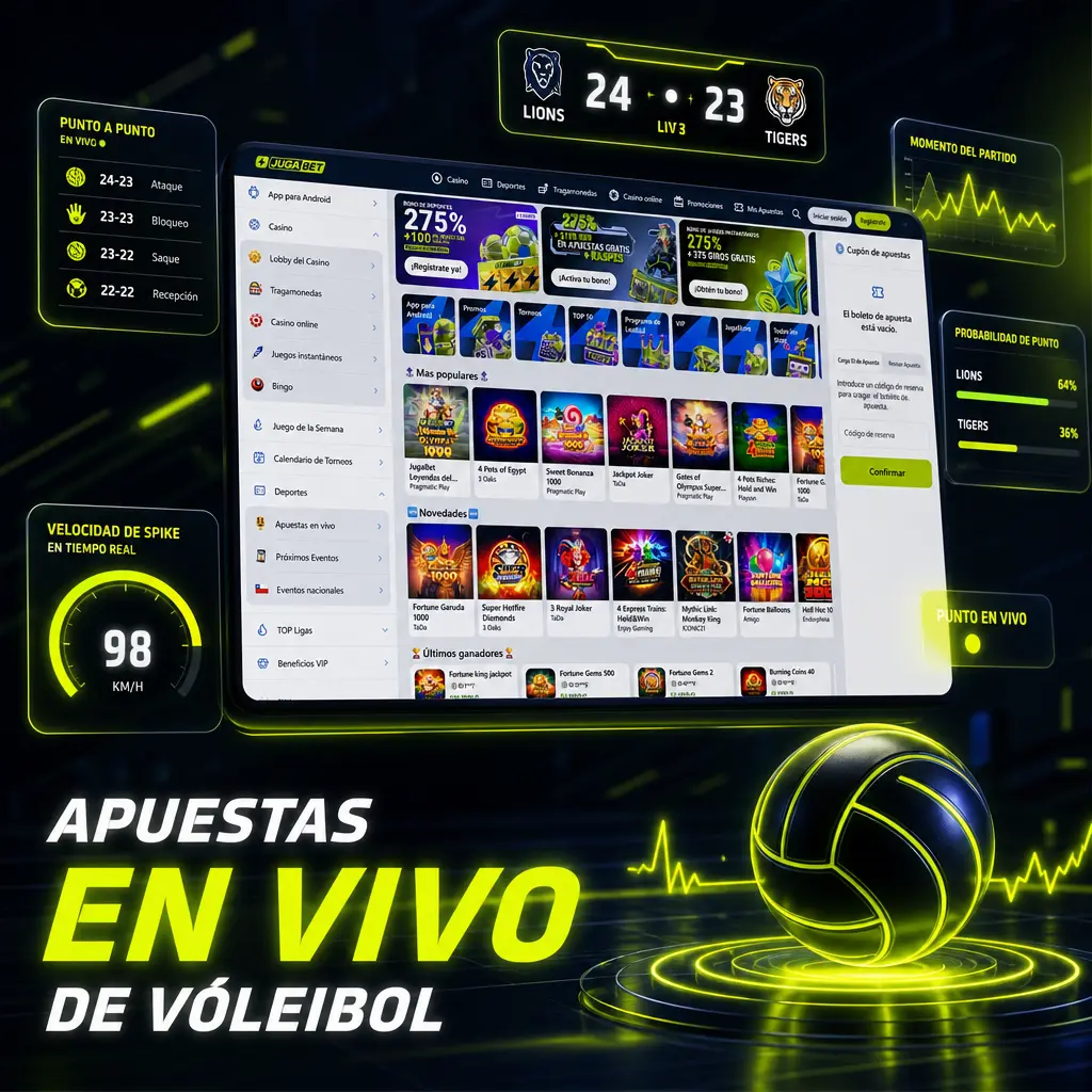 Cuotas en vivo de vóleibol en Jugabet actualizadas por punto, con estadísticas de saque, bloqueo y errores para apostar en tiempo real