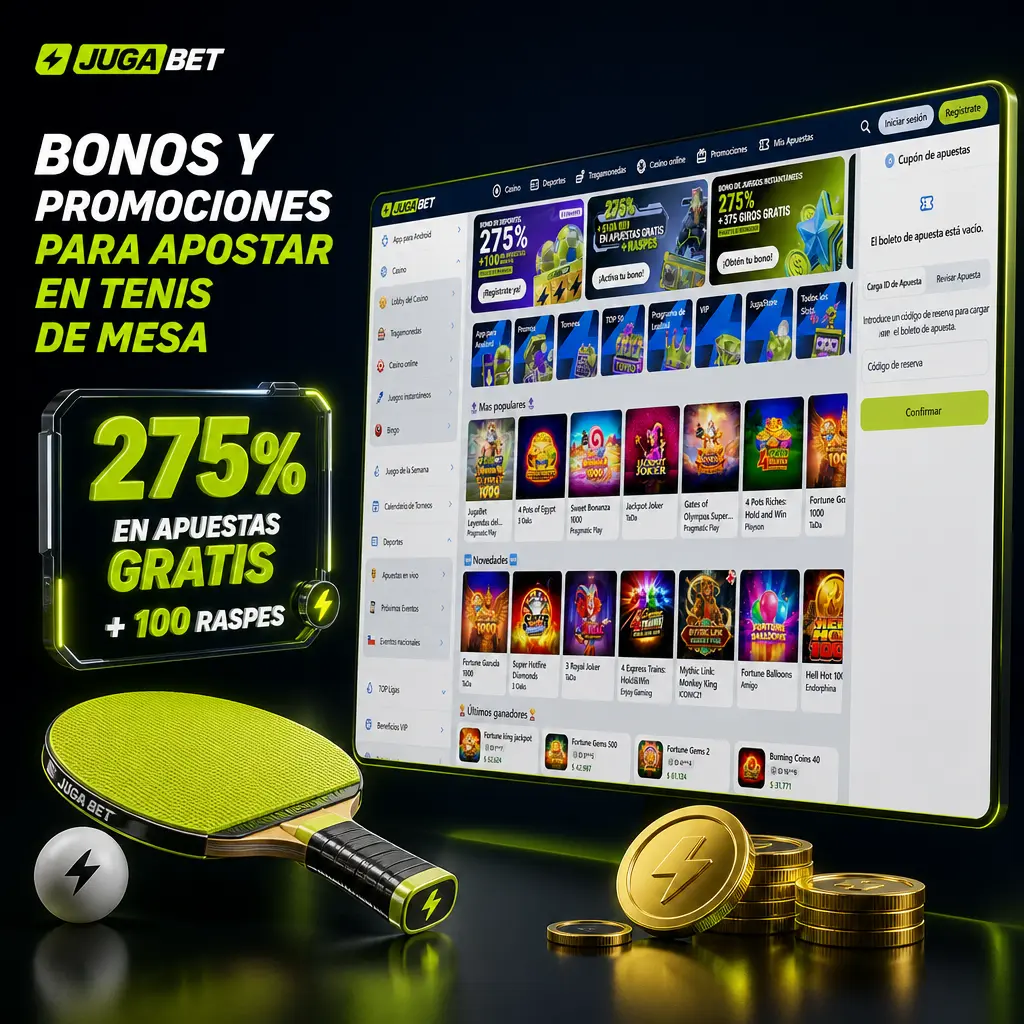 Bono de bienvenida Jugabet: 20% extra en tu primer depósito para apostar en tenis de mesa, WTT Series y Mundial ITTF.