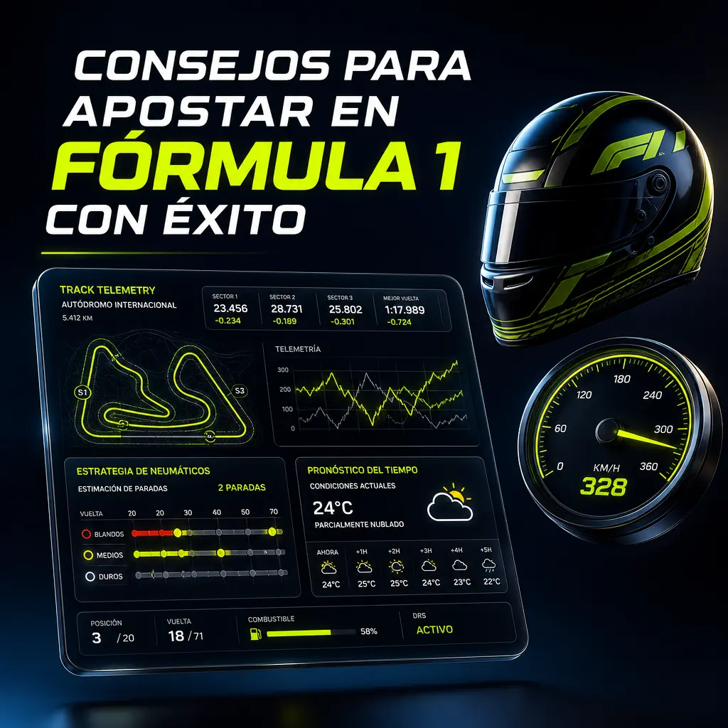 Consejos clave para apostar en Fórmula 1: forma de pilotos, clasificación, clima y gestión de bankroll.