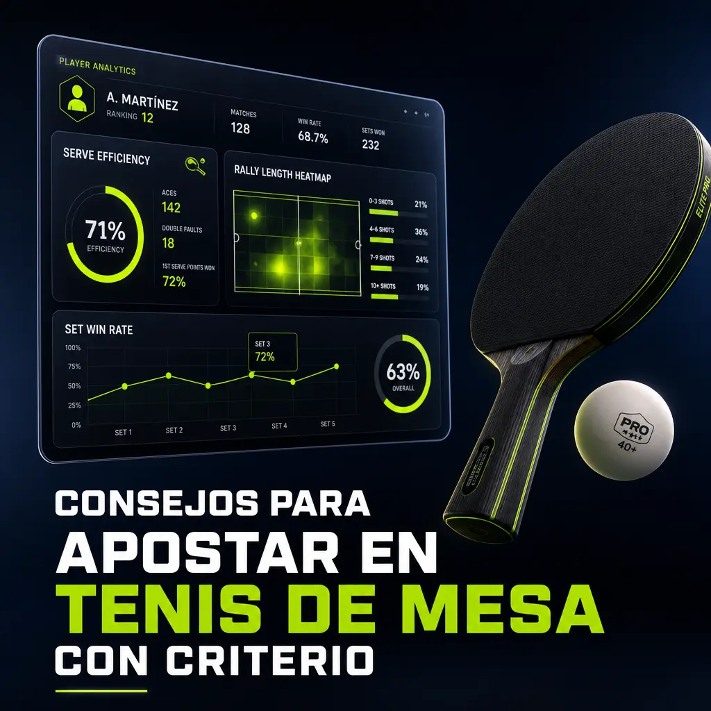 Consejos para apostar en tenis de mesa: agarre, saque, historial, desgaste físico y gestión de bankroll con criterio.