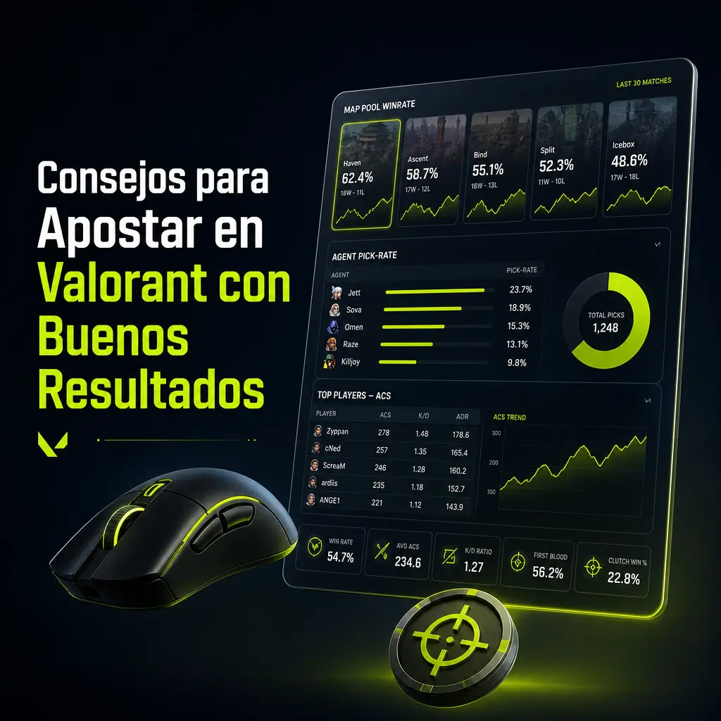 Consejos clave para apostar en Valorant: agentes, economía, ACS y gestión de bankroll para mejorar resultados en el VCT.