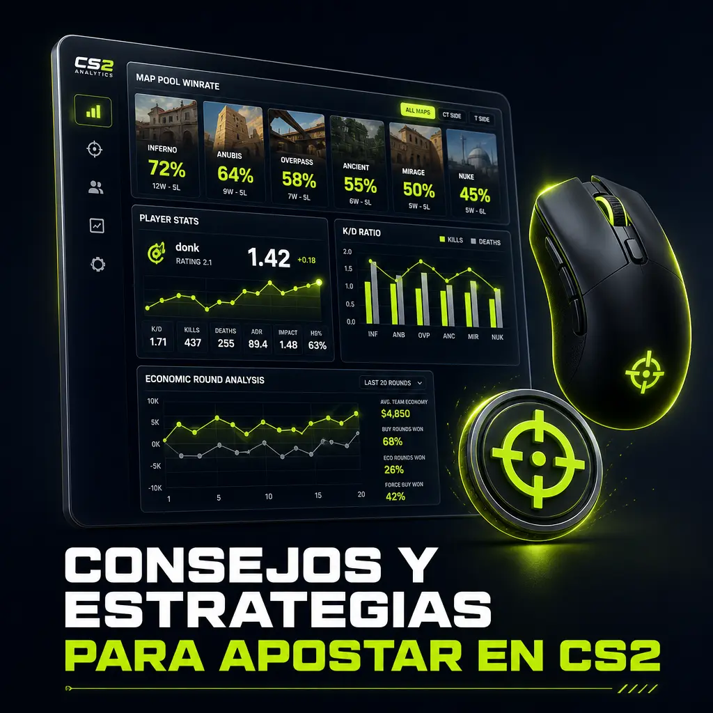 Consejos y estrategias para apostar en CS2: análisis de mapas, rondas pistola y gestión de bankroll en Jugabet.