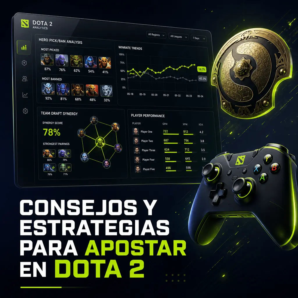 Consejos y estrategias para apostar en Dota 2: análisis de draft, meta, estadísticas de jugadores y gestión de bankroll en Jugabet.