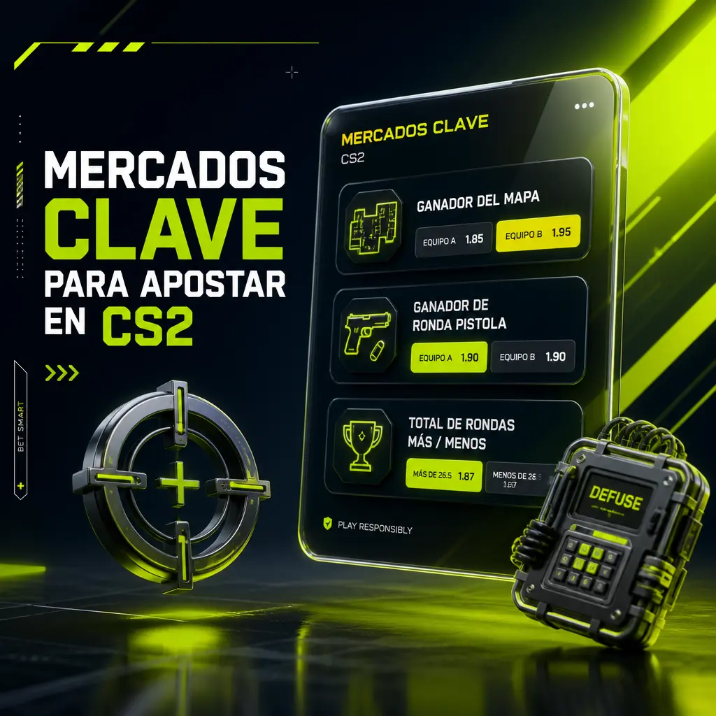 Mercados de apuestas en Jugabet para CS2: ganador, hándicap, total de rondas, ronda pistola, kills y marcador exacto.