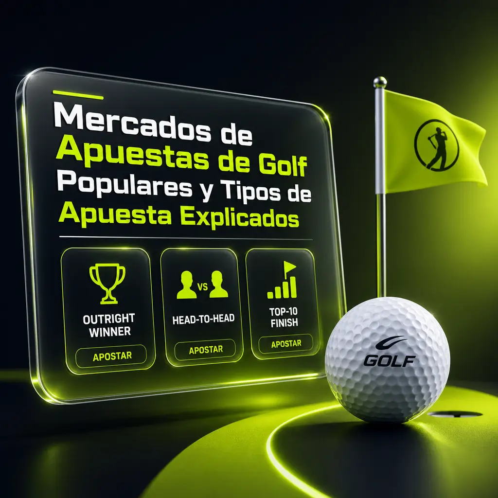 Mercados de apuestas de golf en Jugabet: ganador, each way, enfrentamientos directos, top 5/10/20, líder de ronda y hoyo en uno.
