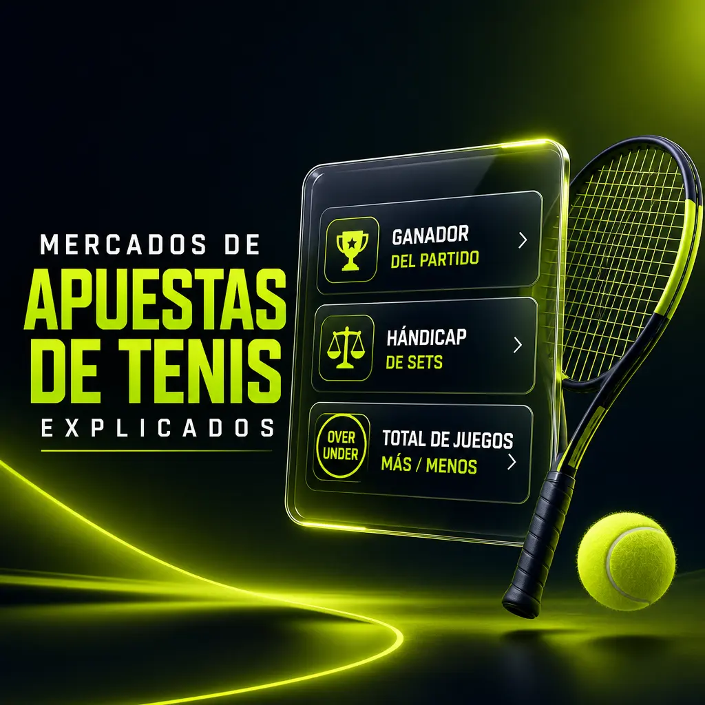 Cuotas de tenis en Jugabet: ganador del partido, apuesta por sets, total de juegos, hándicap y resultado exacto.