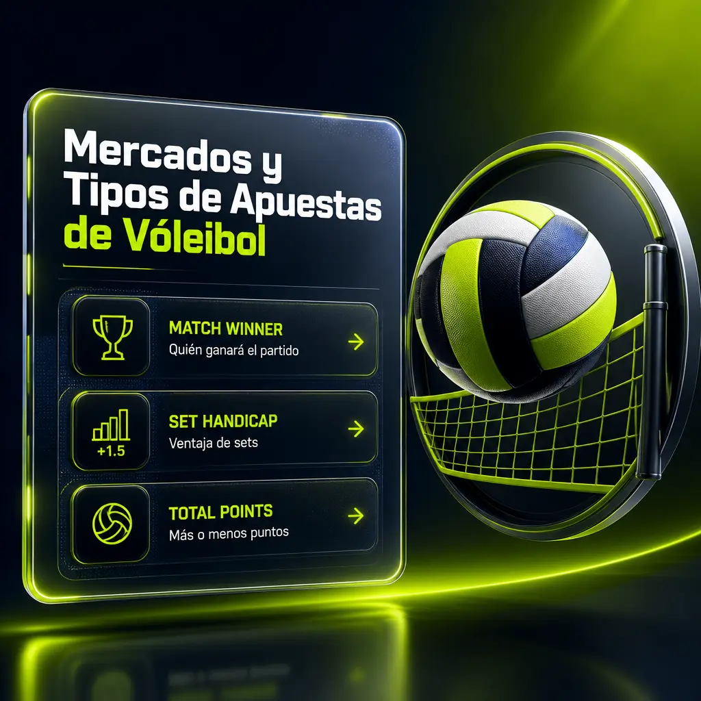 Mercados y tipos de apuestas de vóleibol en Jugabet: ganador, hándicap de sets, total de puntos y marcador exacto en Chile.