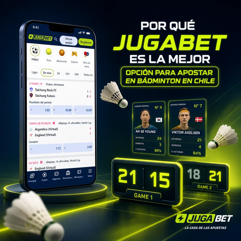 Jugabet Bádminton: cuotas competitivas, pagos rápidos vía Webpay o cripto y estadísticas de enfrentamientos para apostar en Chile