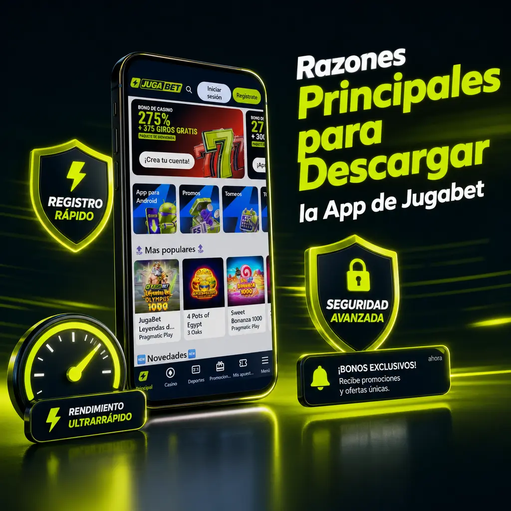 App de Jugabet: carga rápida de cuotas y casino, acceso directo, notificaciones push y login con huella o Face ID.