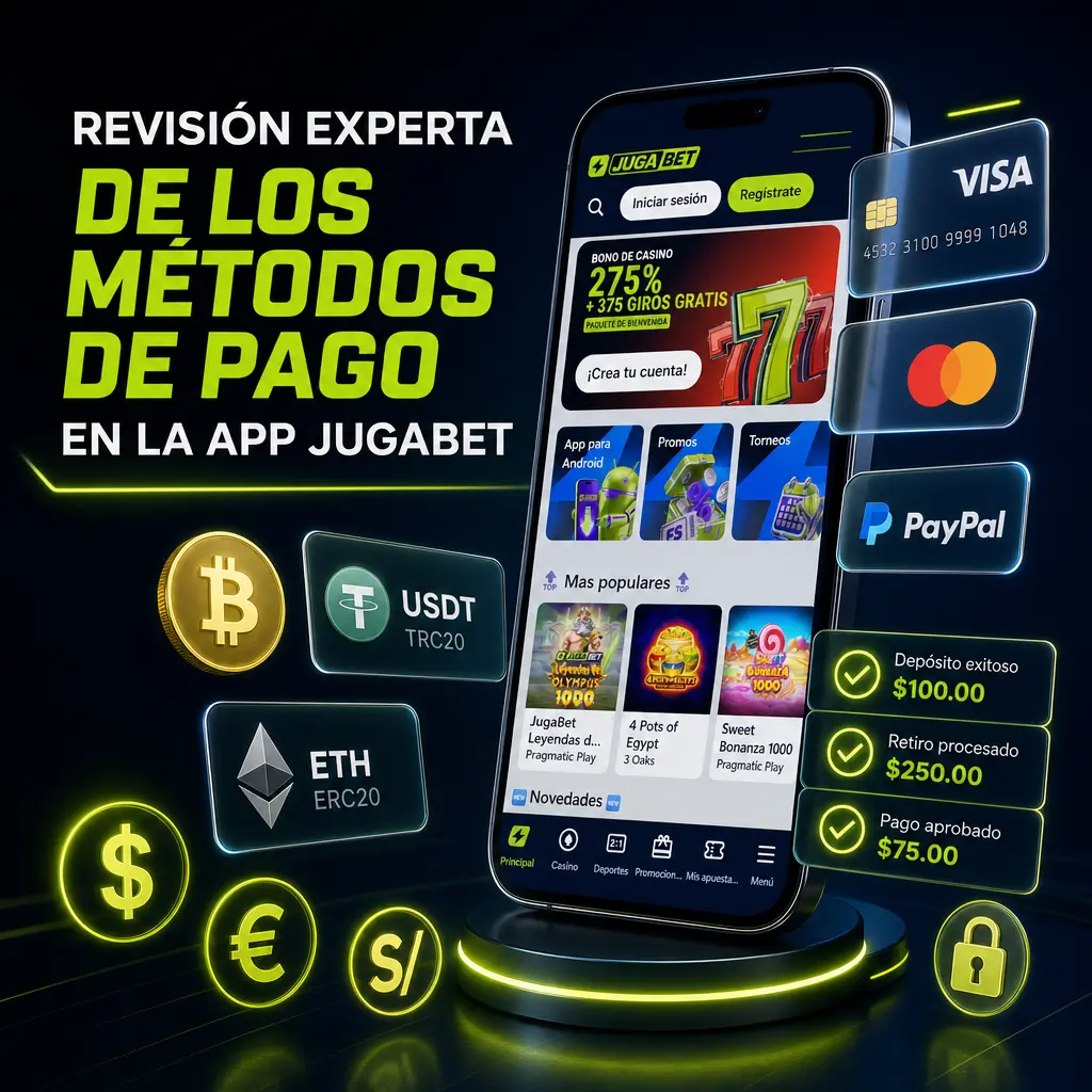 Métodos de pago en la app Jugabet: WebPay, bancos chilenos, AstroPay, USDT y Mach para depósitos y retiros rápidos.