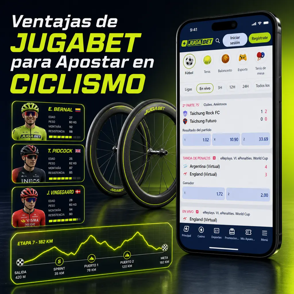 Cuotas de ciclismo en Jugabet Chile con estadísticas de corredores, pagos rápidos y mercados por etapa del UCI WorldTour 2026